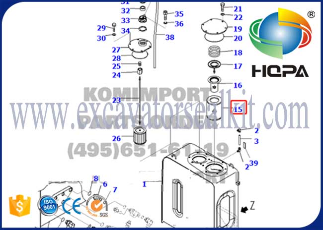 207-60-71182 filtre à huile hydraulique adapté dans le réservoir hydraulique KOMATSU PC228US-3E0