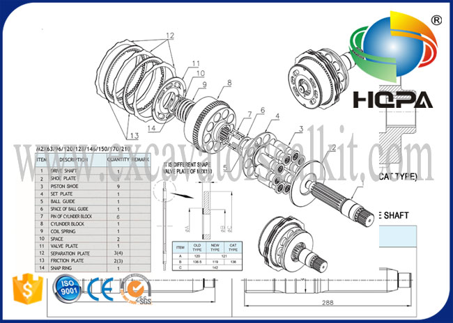 Kit de réparation de moteur d'oscillation HZZC-M2X170CHB pour HD900-5 HD900-7 E330 E330B