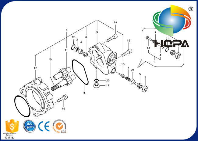 Kit hydraulique de joint de pompe à engrenages de SA8048-01070 SA804801070 804801070 pour Volvo EC210B