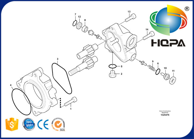 Kit hydraulique de joint de pompe à engrenages VOE14539963 14539963 pour l'excavatrice Volvo EC290B