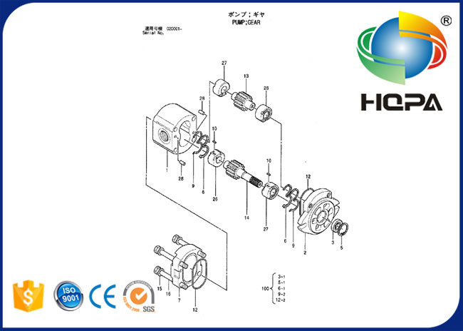 4487340 kits hydrauliques de joint de pompe à engrenages pour Hitachi ZX450 ZX470-5G ZX520LCH-3