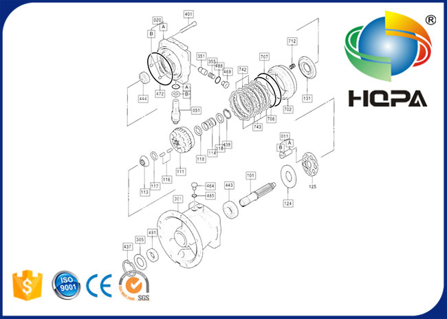 Kits hydrauliques 4308814 de joint de moteur de Hitachi EX200-3 de pièces de rechange d'excavatrice