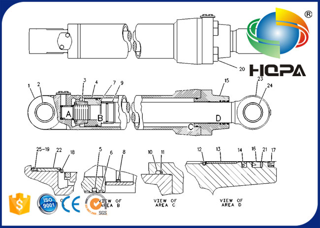 248-1165 phoque Kit For  Excavator E325BL de cylindre du bâton 087-5387