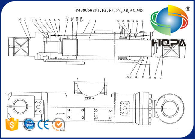 Kit de réparation de joint du piston 2438U568R110 pour l'excavatrice de Kobelco K909-A K909A