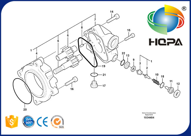 Kit hydraulique de joint de pompe à engrenages VOE14534042 14534042 pour Volvo EC160B EC180B