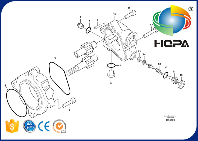 Kit hydraulique de joint de pompe à engrenages VOE14602459 14602459 pour l'excavatrice Volvo EC300D