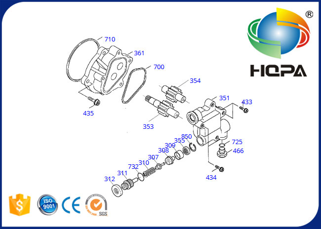 Kit hydraulique de joint de pompe à engrenages 719212KT pour Doosan 225LC-V SOLAIRE